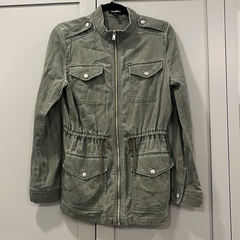 Express green zip-up utility jacket